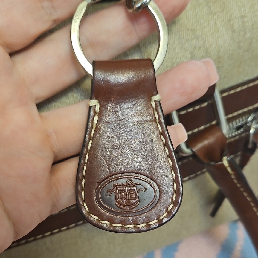 Dooney & Bourke Stylish Beige Fabric and Brown Leather Handbag - Picture 13 of 16